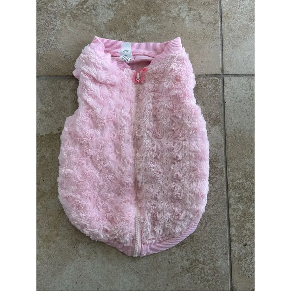 Petco Pink Swirl Faux Fur Dog Bomber Jacket Size L (2016)